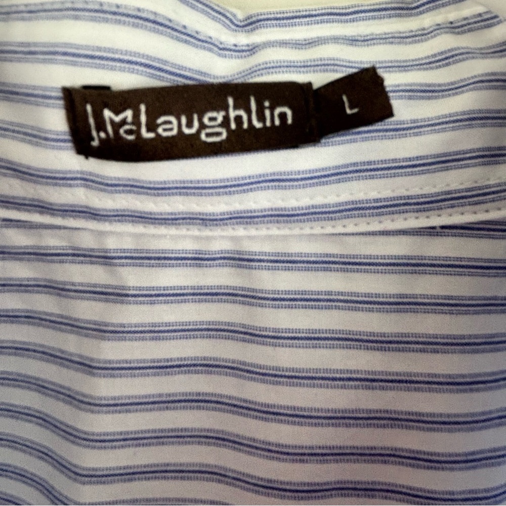 J.McLaughlin Flannery Striped Blouse Size L Contemporary Office Cotton - Picture 7 of 13